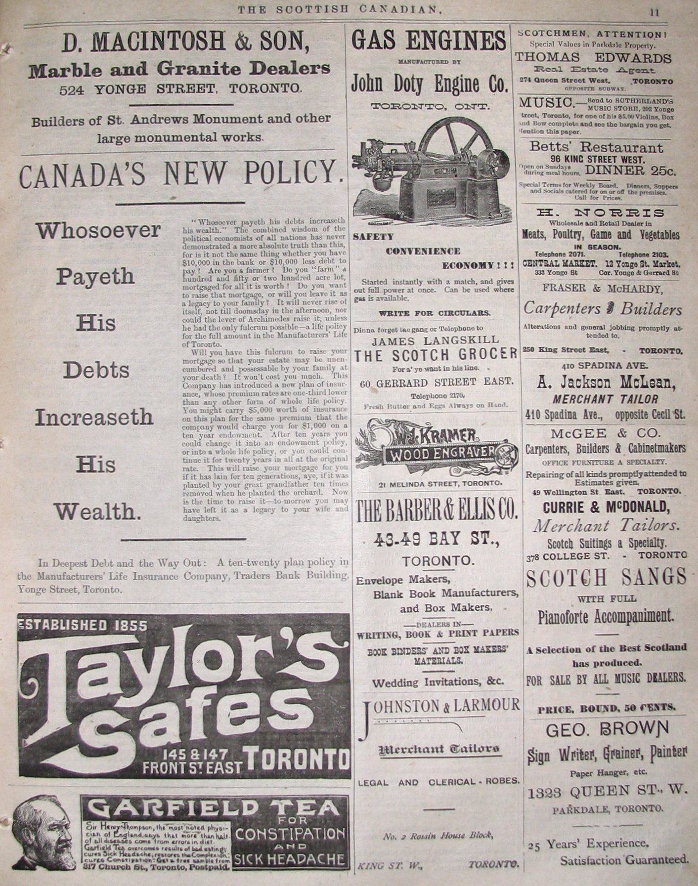 The Scottish Canadian Newspaper June 11 1891 The scottish canadian newspaper june 11 1891